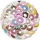 Cute Donut Stickers for Kids Girls, 50PCS Doughnut Funimost Waterproof Vinyl Stickers for Water Bottles Laptop Phone Scrapbook, Sweet Snack Decals for Donut Lovers, Party Supplies