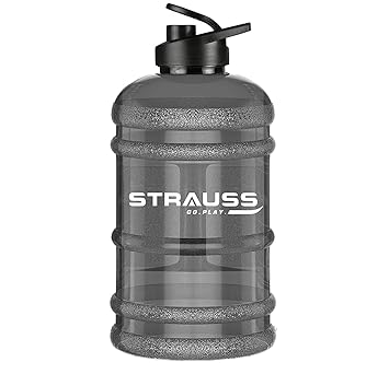 STRAUSS GallonShaker Water Bottle 1.5L with Mixer Ball, (Transparent, Black Shade, Plastic, Pack of 1)