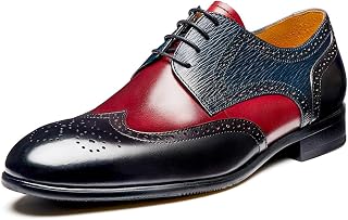 Jepsengord Men's Dress Shoes Wingtip Genuine Cowhide Leather Oxfords with Brogue Formal Business Wedding Derby Shoes