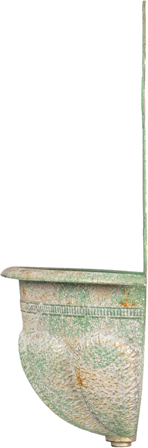 Creative Co-Op Metal Wall-Mounted Planter with Distressed Finish, Green