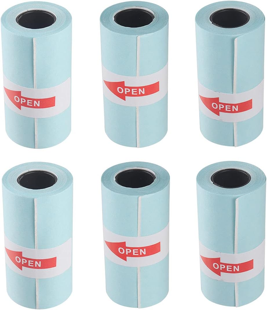 Thermal Paper Rolls 57 x 30 mm, 3 Rolls Self-Adhesive Photo Printing Paper, Sticker Thermal Printing Receipt Label for P1/P2 Mini Pocket Photo Printer for Fun Study Work (6 PCS)