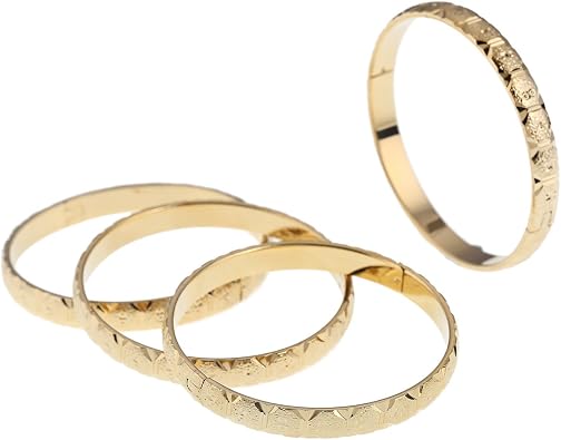 4pcs Dubai Gold Bangle Bracelet 18k Gold Plated Women Party Bangle African Ethiopian Jewelry