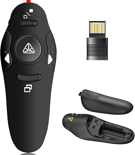 Clicker de presentación con puntero láser rojo, control remoto inalámbrico para PPT Clicker, presentación de 2.4 GHz Remote Slide Advancer