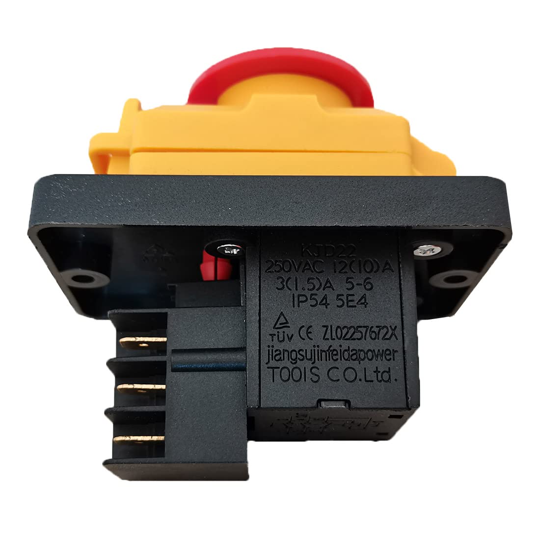KJD22 Interrupteur électromagnétique Interrupteurs à bouton d'arrêt d'urgence ON-OFF 250VAC 12(10) A 3(1.5) A IP54 5E4 TUV CE ZL02257672X (KJD22-6Pins)