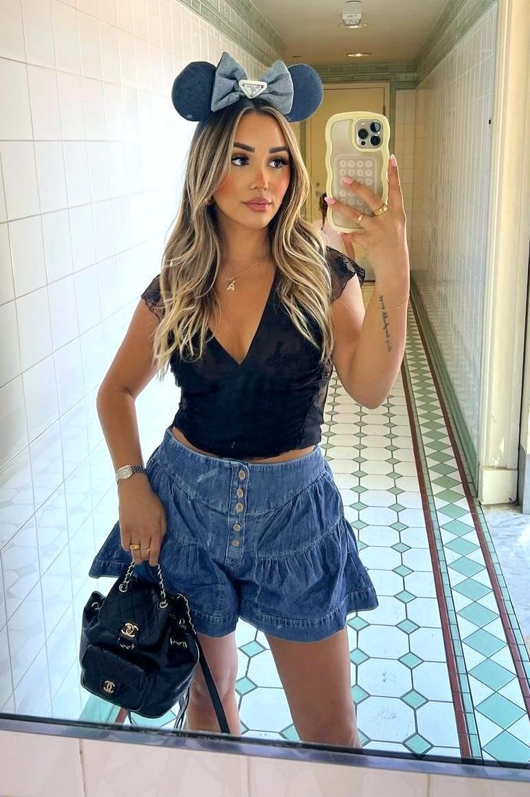 Cicy Bell Womens Summer Flowy Jean Shorts Button Up High Waisted Wide Leg Denim Skort with Pockets - Image 7