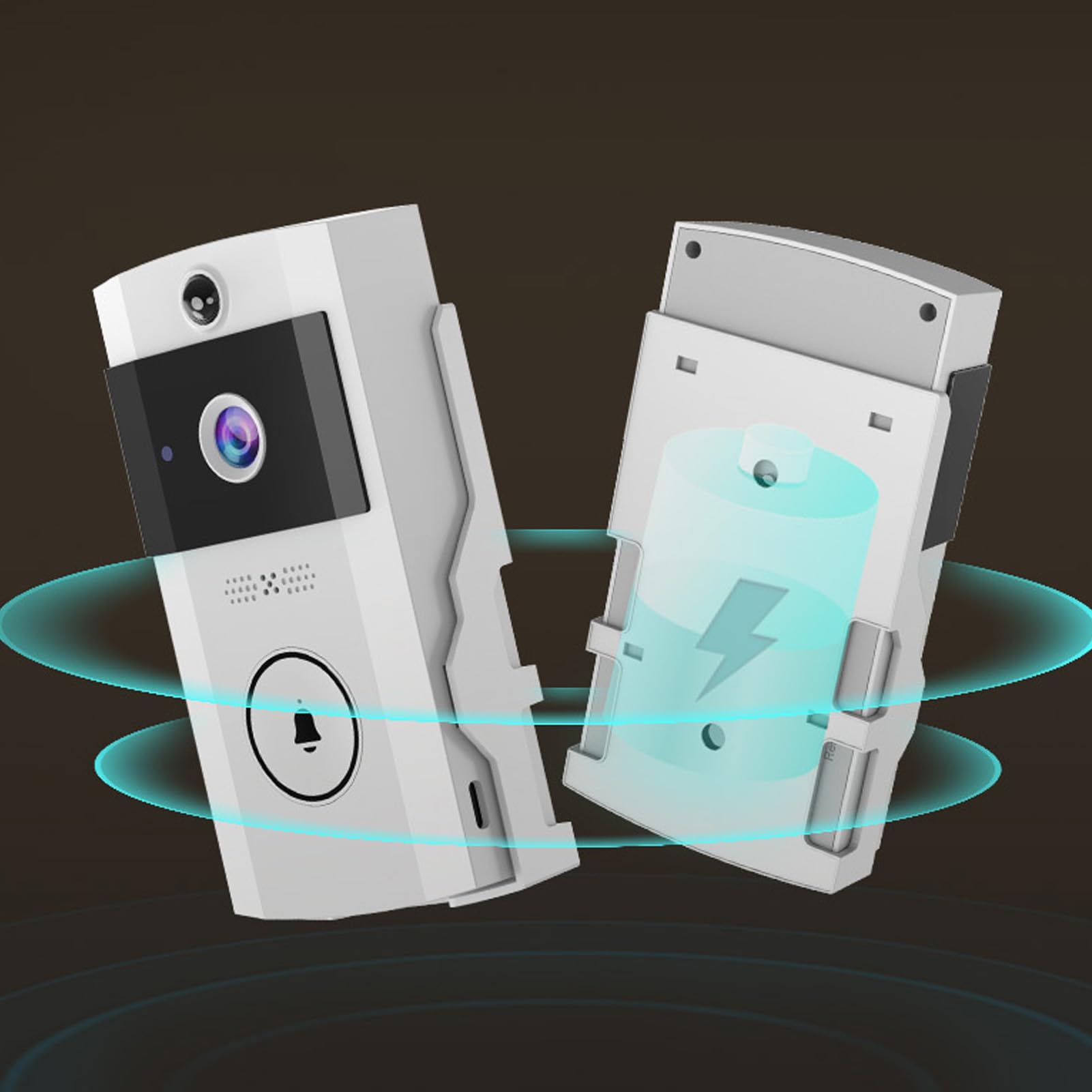 Annadue Cámara de Timbre Inteligente, Timbre de Vídeo HD Gran Angular con Conversación Bidireccional en Tiempo Real, Sensor de Movimiento PIR, Batería 3600 MAh, WiFi de 2,4 GHz