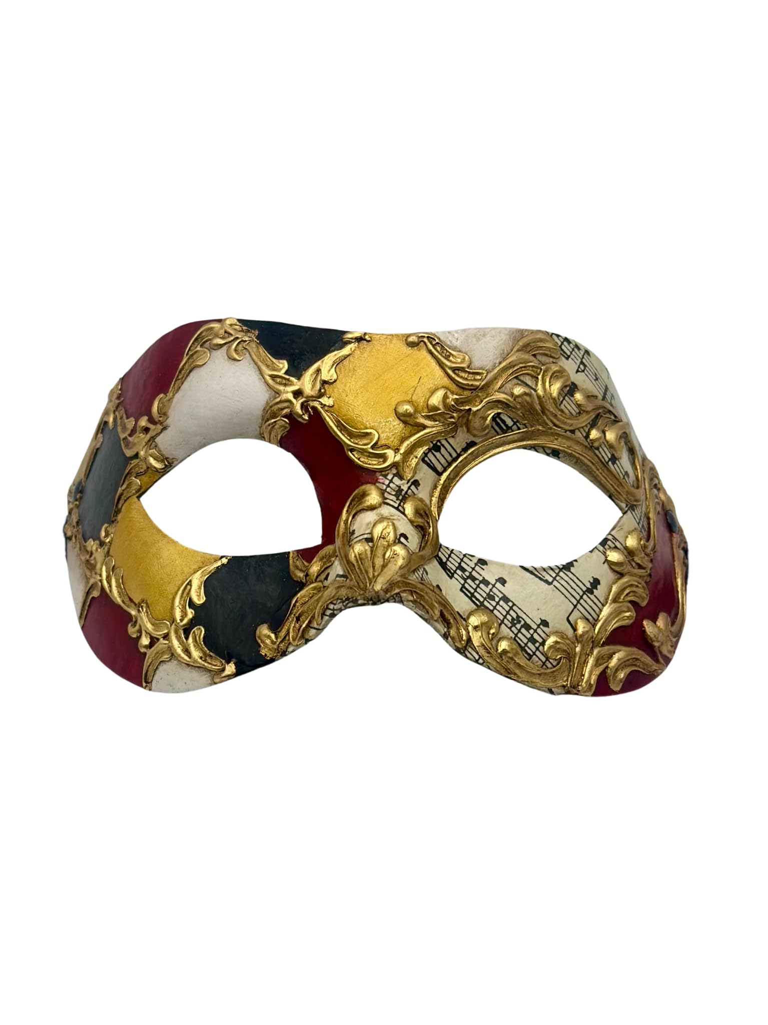 Venezianische Maske Musiknoten – Luxus Augenmaske mit goldenen Barockdetails – Maskerade Maske für Karneval, Ball & Theater