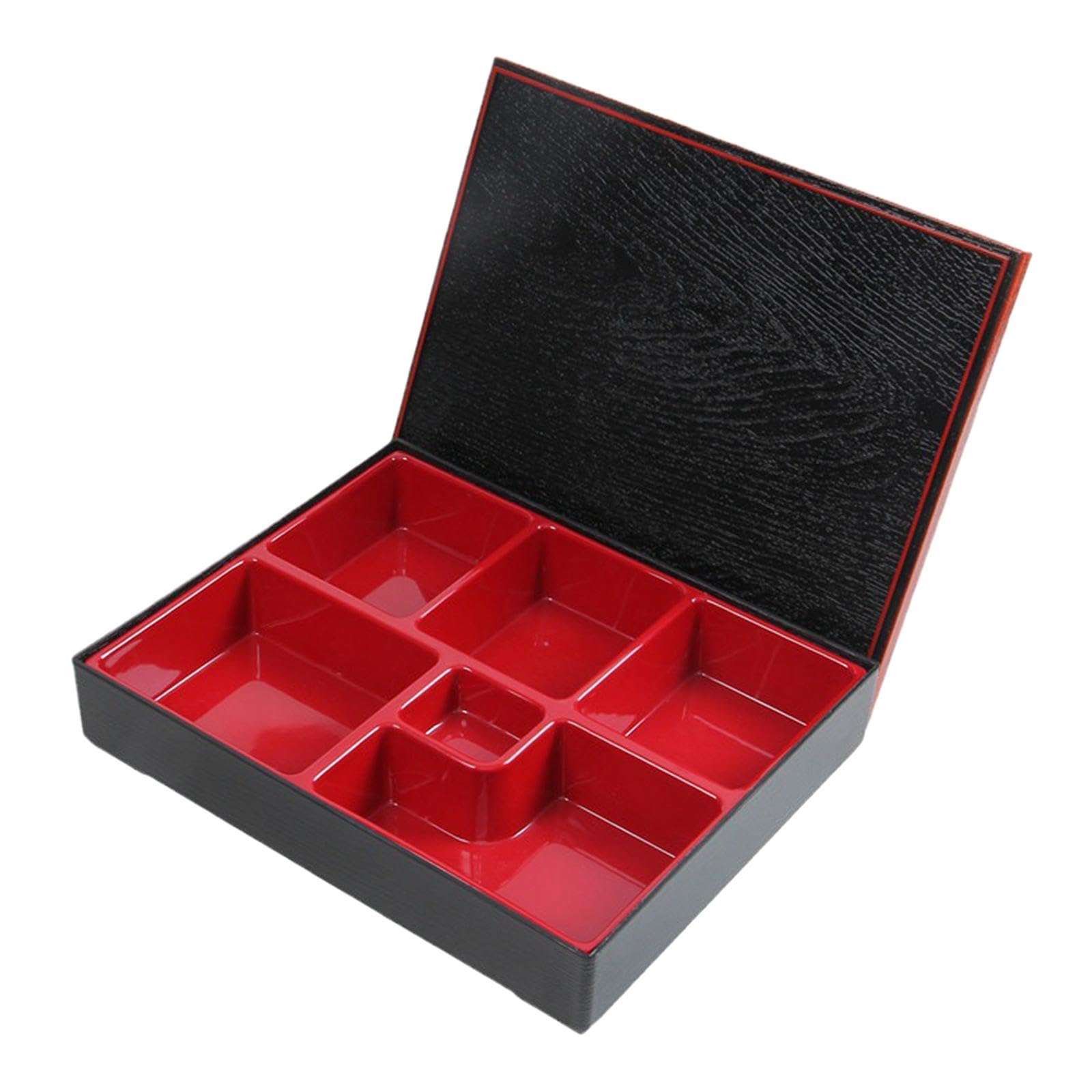perfk Boîte à Bento Japonaise, boîte à déjeuner Rouge et Noire avec Couvercle, récipient Alimentaire, boîte à Bento Traditionnelle pour la Maison, Le Bureau, Style b