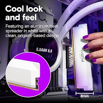 Crucial Pro DDR5 RAM 64GB Kit (2x32GB) 6000MHz CL40, Overclocking Desktop Gaming Memory, Intel XMP 3.0 & AMD Expo Compatible White CP2K32G60C40U5W