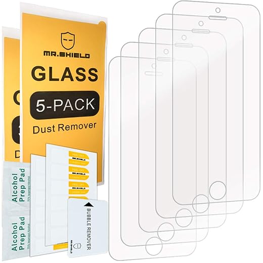 Mr.Shield [5-PACK] Designed For iPhone SE (2016 Edition ONLY) / iPhone 5/5S / iPhone 5C [Tempered Glass] Screen Protector with Lifetime Replacement