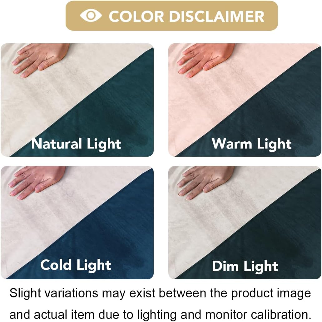 H.VERSAILTEX Velvet Patchwork Curtains Thermal Insulated Soundproof Room Darkening Drapes Rod Pocket Window Treatment Panels for Living Room Bedroom,2 Panels,Off White/Teal,52" W x 84" L