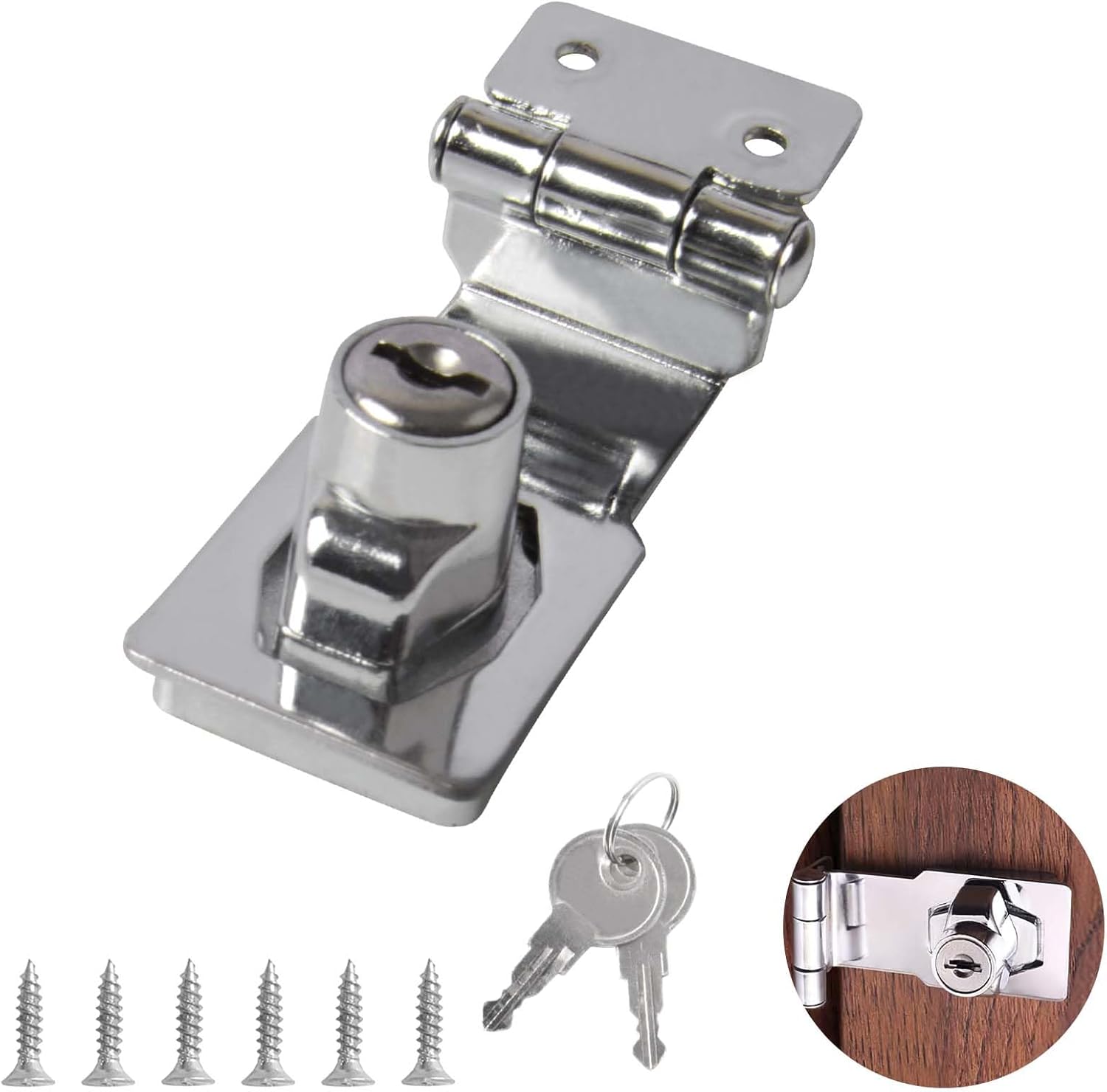 Sunallwell 90 Degrees Door Lock Hasps, Keyed Hasp Locks Door Lock Hasp