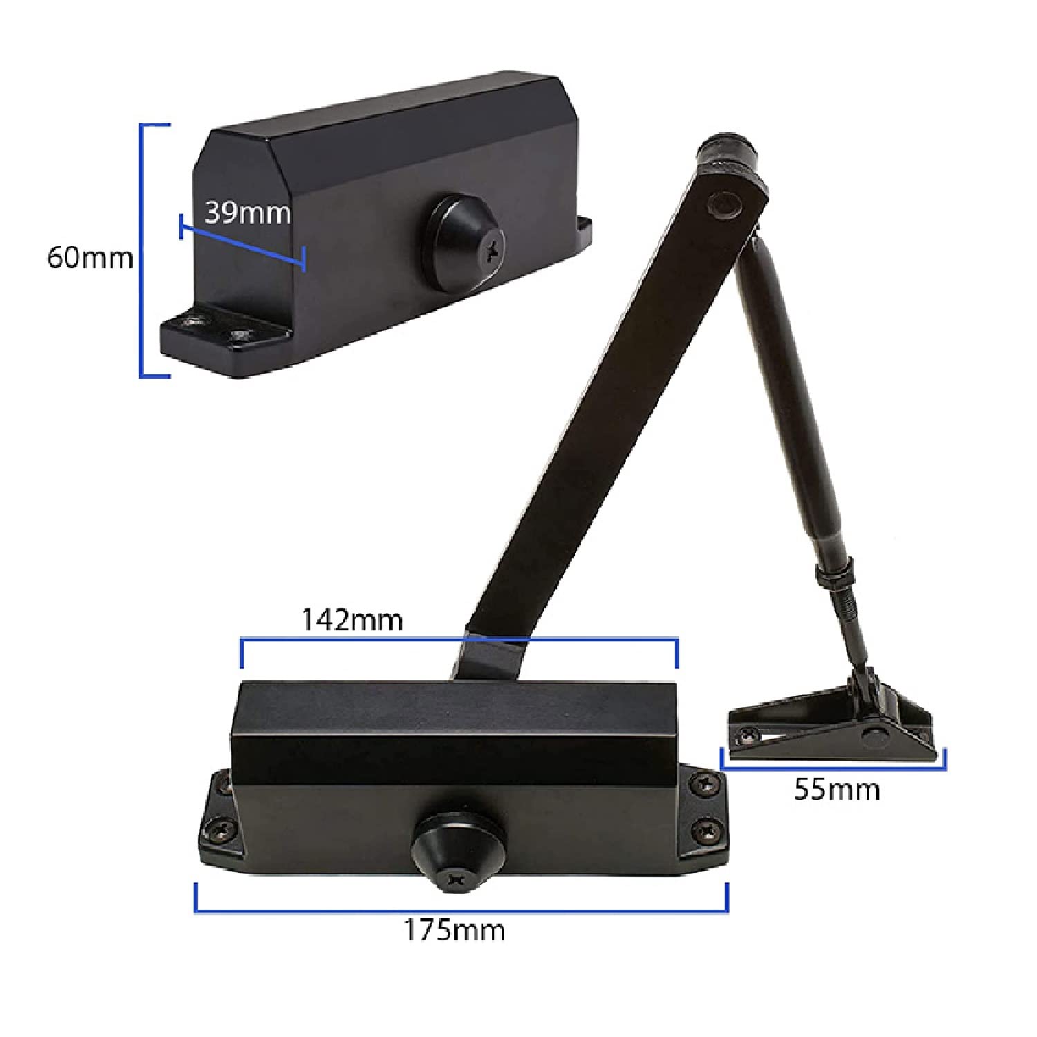 Chiudiporta Automatico Braccio Rallentatore Porta Regolabile 40-60 Kg a Molla