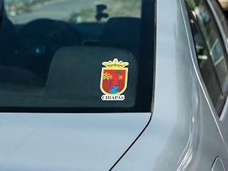 Set (2 PCS) Chiapas Mexico. Coat of Arms Decals Stickers Full Color/Weather Proof (4" Tall)