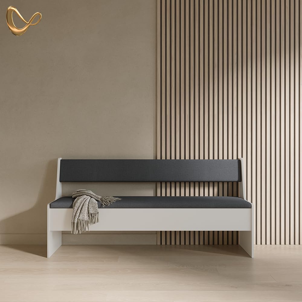 Livinity Panca ad angolo Tiberio, Bianco, 41.5 x 166.6 cm