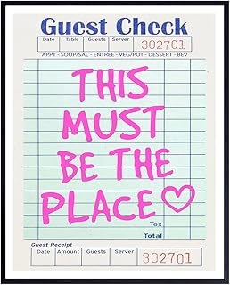 Vintage Retro Wall Decor - Trendy Wall Decor - Funky Art - Pink Minimalist Preppy Room Decoration for Women - Aesthetic Room Picture - Chic Home Artwork - Cute Sayings - Guest Check Art Poster Print