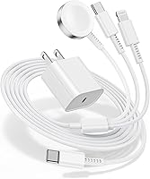 Vista 8 de Cargador para Apple Watch de carga rápida, cable de carga múltiple 3 en 1 con cargador USB C de 20 W, cable de carga iWatch de 6 pies para iWatch