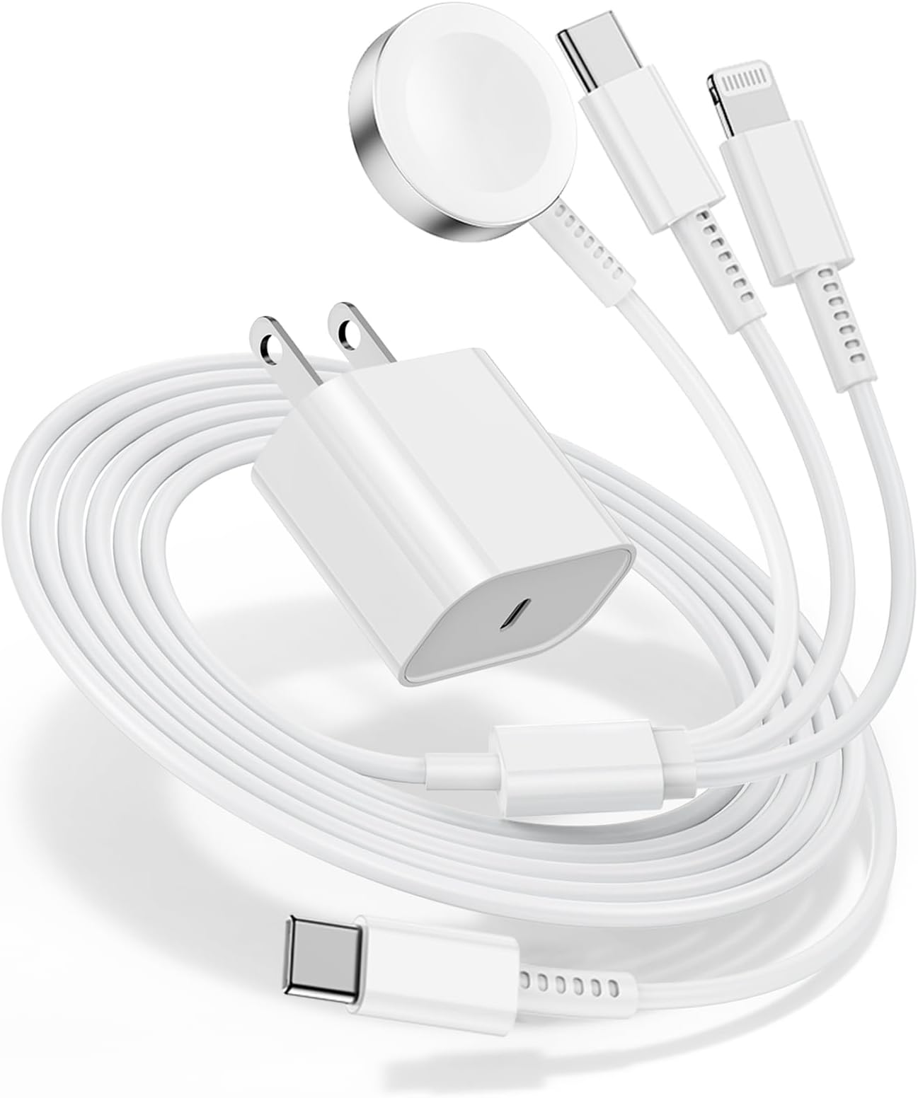 for Apple Watch Charger Fast Charging,3 in 1 Multi Chargers Cable with 20W USB C Charger, iWatch Charger Cord 6FT for iWatch Series Ultra 3/2/SE 3/11/10/9/8/7/6/5/4/iPhone17 15 16 Pro Max/14/13/12/11