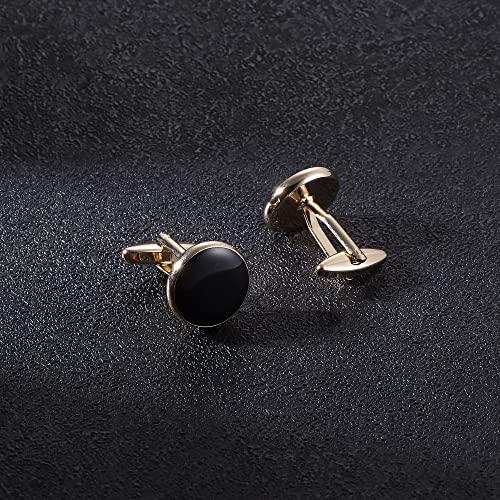 Orazio CB02 Cuff Links Mens Stainless Steel Cuff Links And Studs Set Gold Black Cufflinks For Men Tuxedo Studs Buttons For Formal Kit Business Or Wedding Shirts thumb #5
