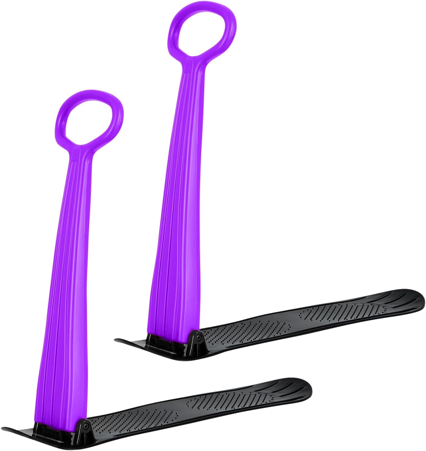 Slippery Racer Kid's Lightweight Compact Foldable Cold Resistant Downhill Outdoor Winter Ski Scooter Snow Sled for Children 4 Years and Up (Purple, 2)