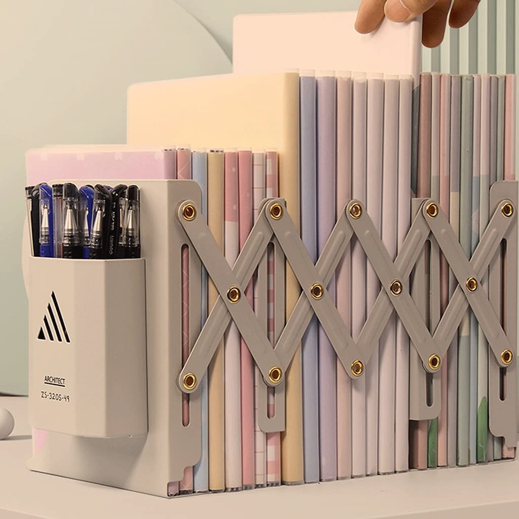 Podpórka Książek Bookends Proste Home Office Book Ends Szary Natural Style Bookend Metal Korek Praktyczny antypoślizgowy regulowany koniec książki Biurko Dekoracyjna