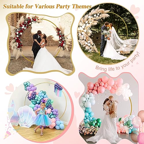 Gold Round Balloon Arch Stand 6.5ft Metal Backdrop Frame Circle Party Backdrop Stand for Parties Wedding Arch Flower Ring Stand Baby Shower Birthday Backdrop Decor by LJIE-House - Used condition - Image 5