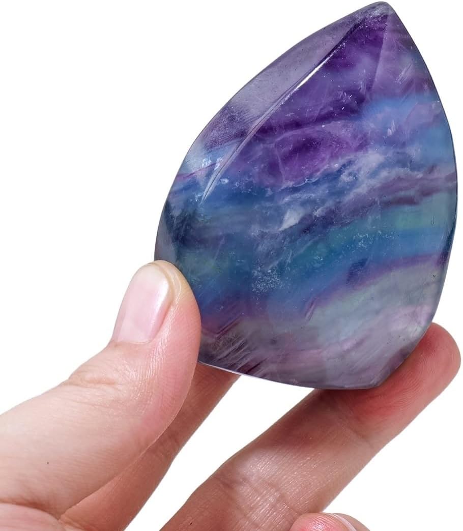 1PC Crystal Feather Fluorite Torch Carving Gemstone Flame Ornament Home Decoration (Size : 200-250g)