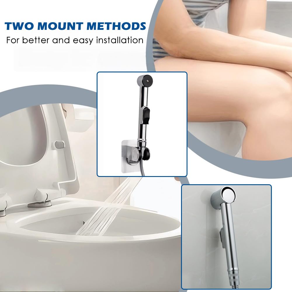 Doccetta per Bidet Doccetta per Lavandino Kit Include Spruzzatore per WC, Deviatore per Rubinetto, Tubo Doccia Estensibile 2m, Perfetto per Igiene Personale Doccia Bagno WC