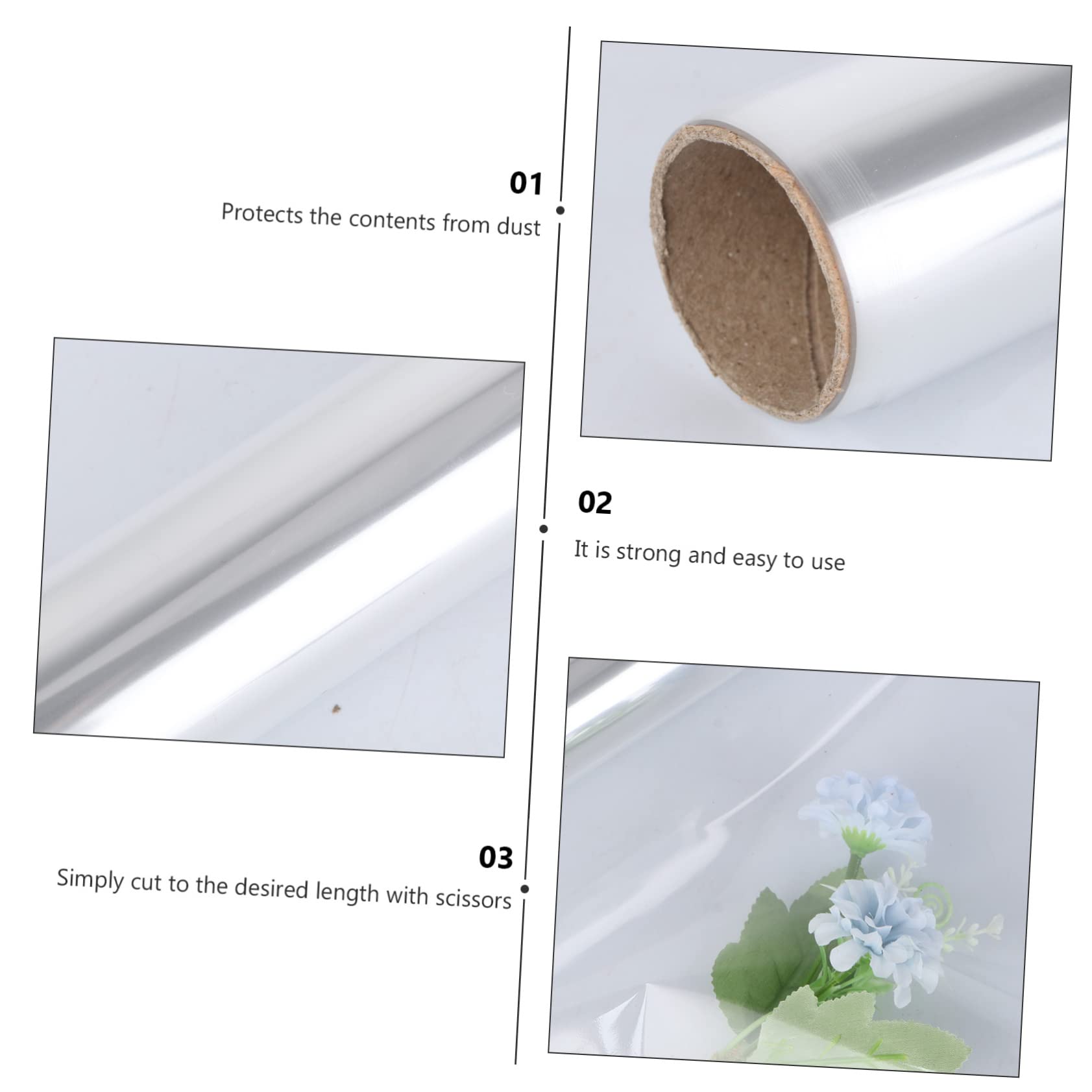 COLLBATH Cellophane Trasparente in Cellophane Per Fiori Cestini Articoli Artigianato Protezione Contenuto Resistente Facile Usare