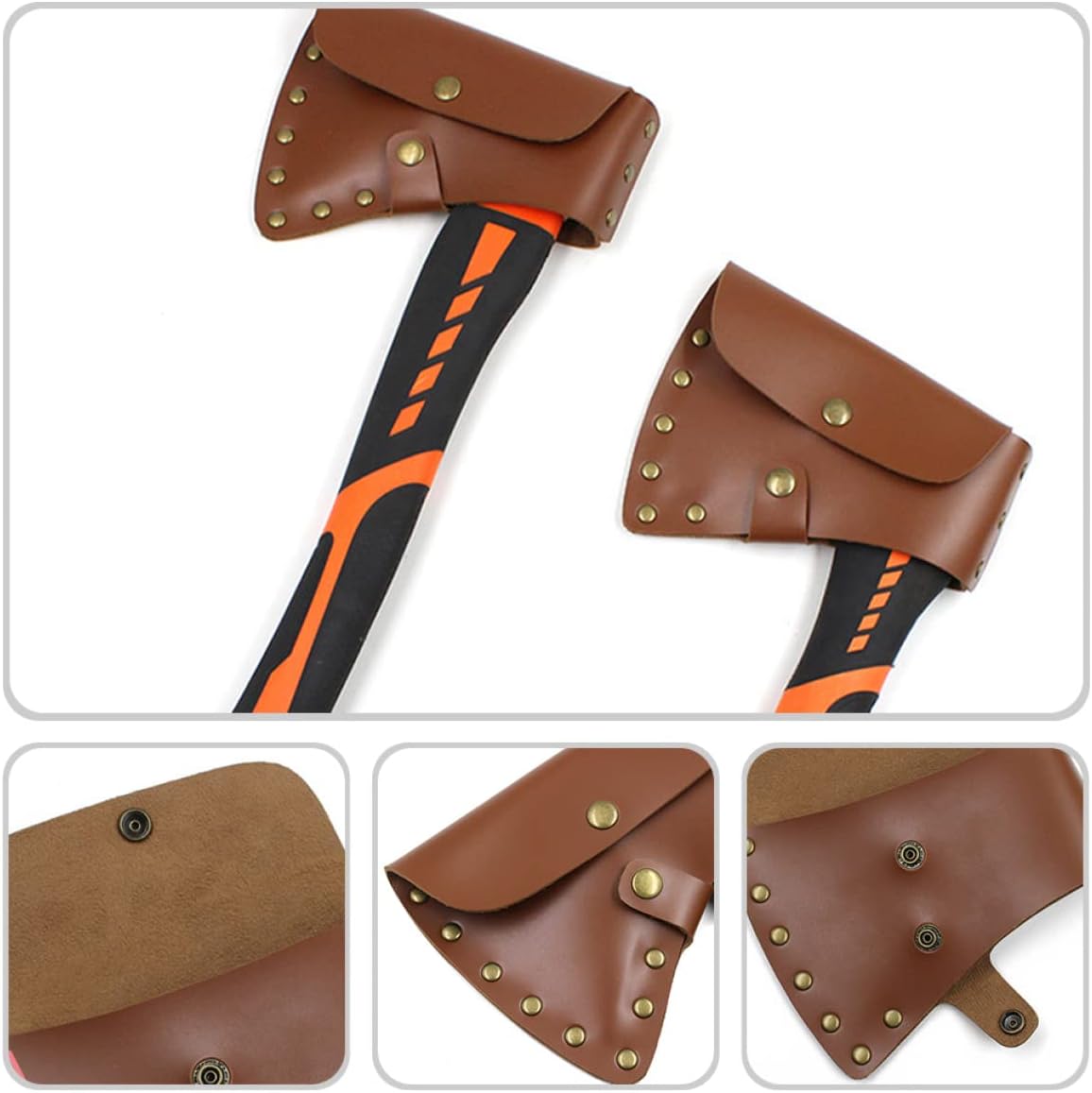 2pcs Leather Axe Protector Sheath Sleeve Outdoor Hatchet Cover for Camping Logging Professional Axe Case for Outdoor Enthusiasts