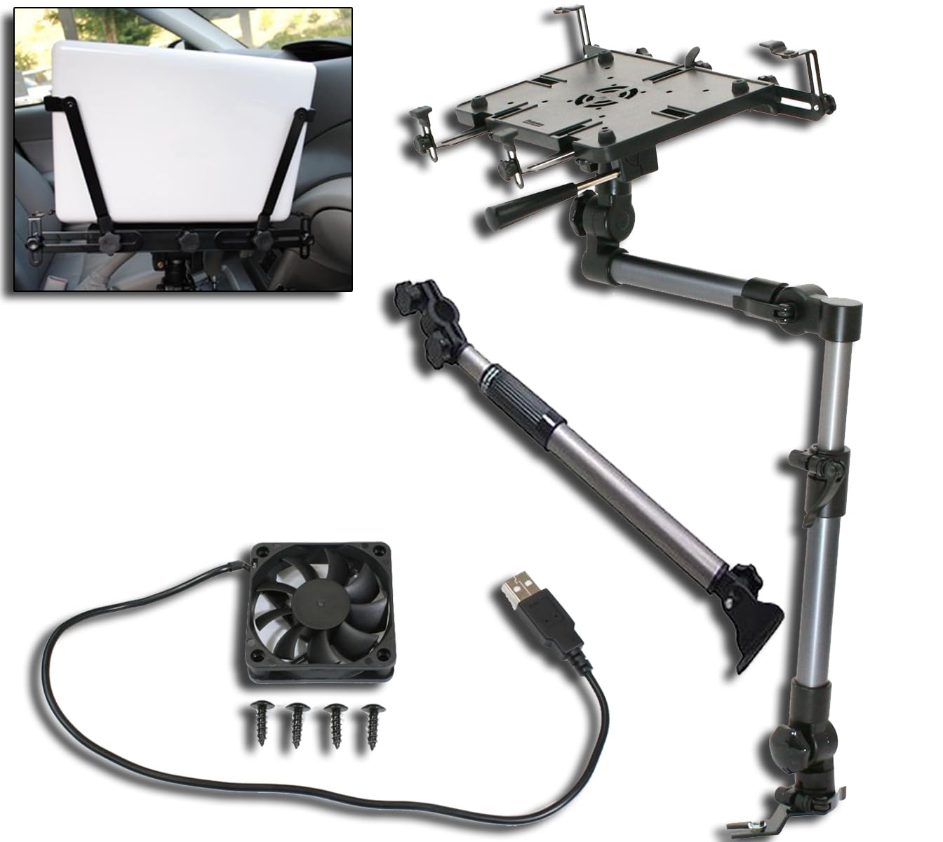 Mobotron MS-526B Heavy Duty Laptop Mount Holder for Cars, Trucks, SUVs, and other Applications with Complete Accessory Package
