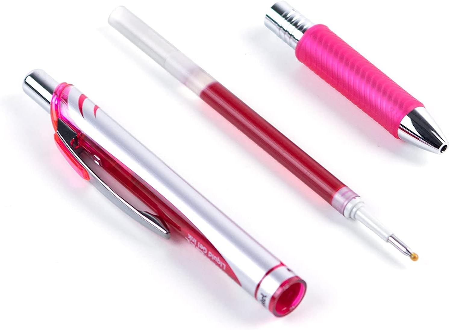 Pentel Energel 0.7 mm Liquid Gel Ink Pens - Pink Ink - Pack of 10 Deluxe RTX Pens with 3 Pink Refills