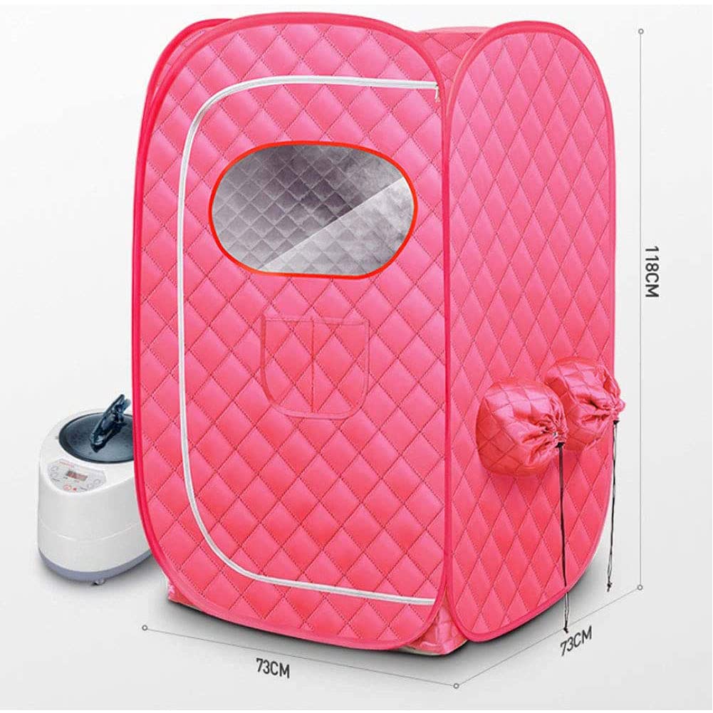 EEUK Sauna a Vapore Portatile da Casa, 2L Cabina Home Sauna, Tenda per Sauna a Vapore con Telecomando Wireless, 95 Minuto Controllo a Timer, Rosso