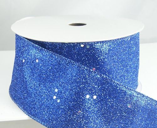 Glitter Lame Wired Royal Blue Christmas Ribbon #40 2 1/2" - 25 Yards