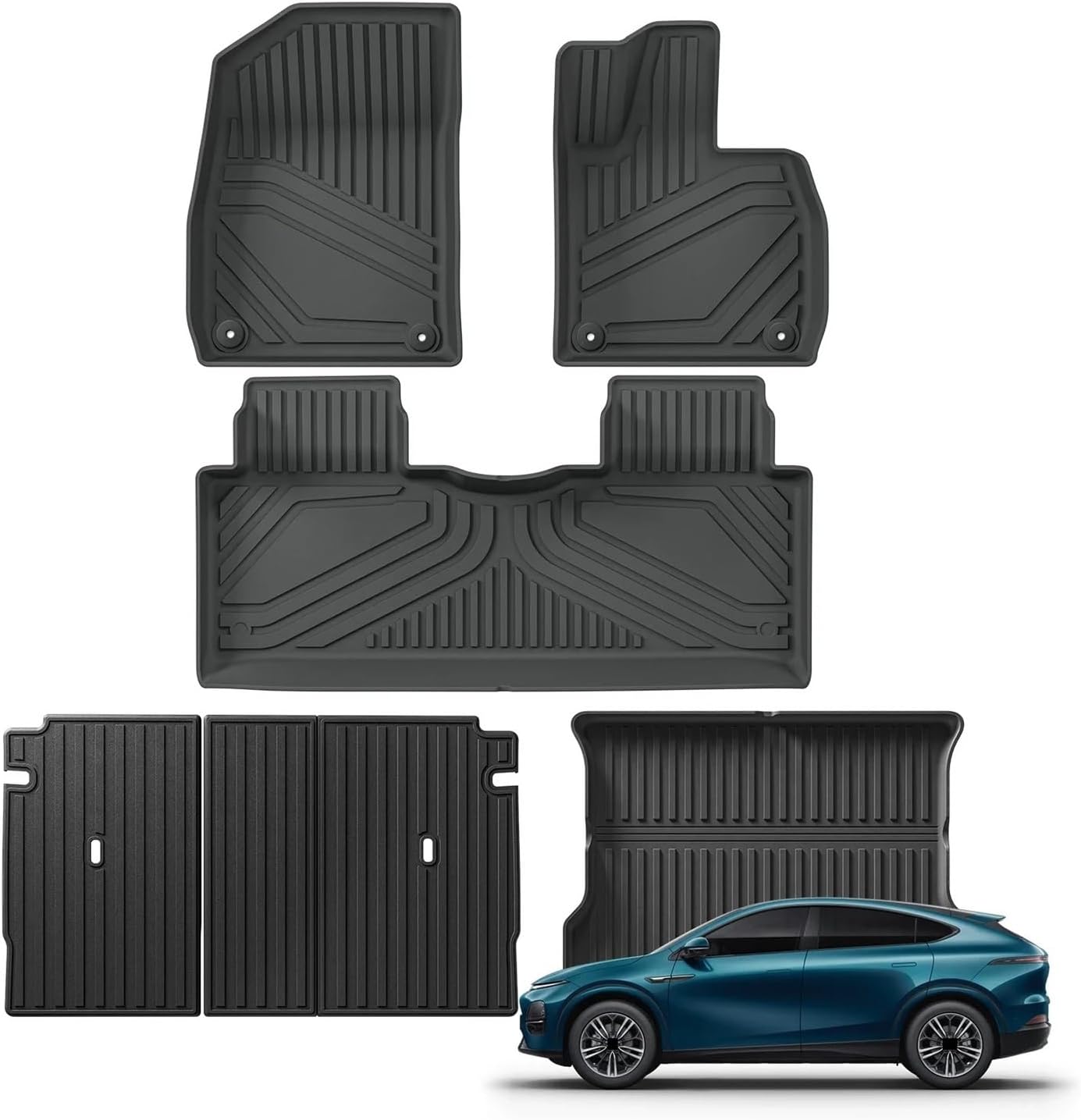 Compatible with Xpeng G6 2023 2024 Car Floor Mats Cargo Liner Trunk Pad TPE 3D Foot Mat All Weather Black(RHD 6PCS)