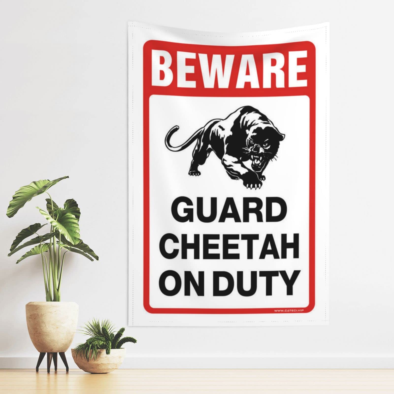 Dsocuiubos Beer Decor Beware! Guard Cheetah On Duty Tapestry Beer Decorations for Man Cave Funny Patio Decor (Size : 100X150CM)