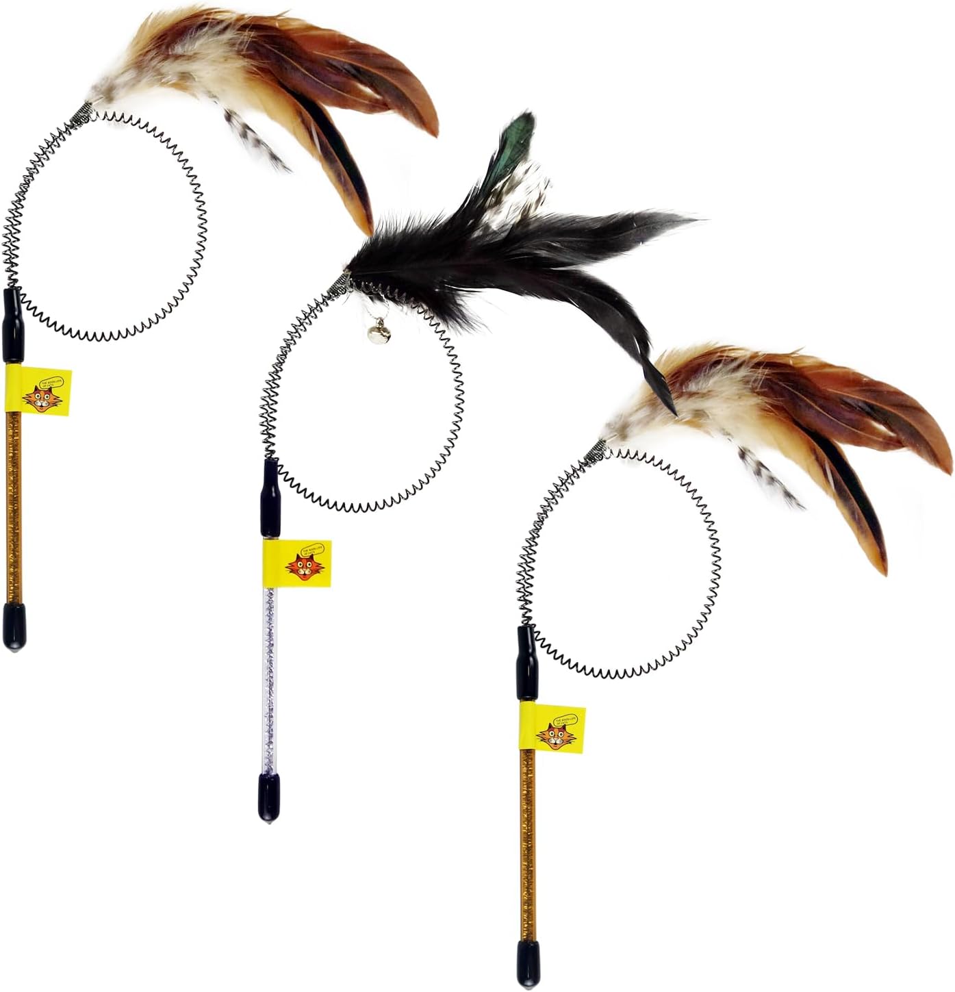 Cat Wand Toys,3Pcs Spring Feather Wand Toys for Cats and Kittens,Interactive Cat Toy Kitten Toy for Indoor Cats to Play Chase Exercis.