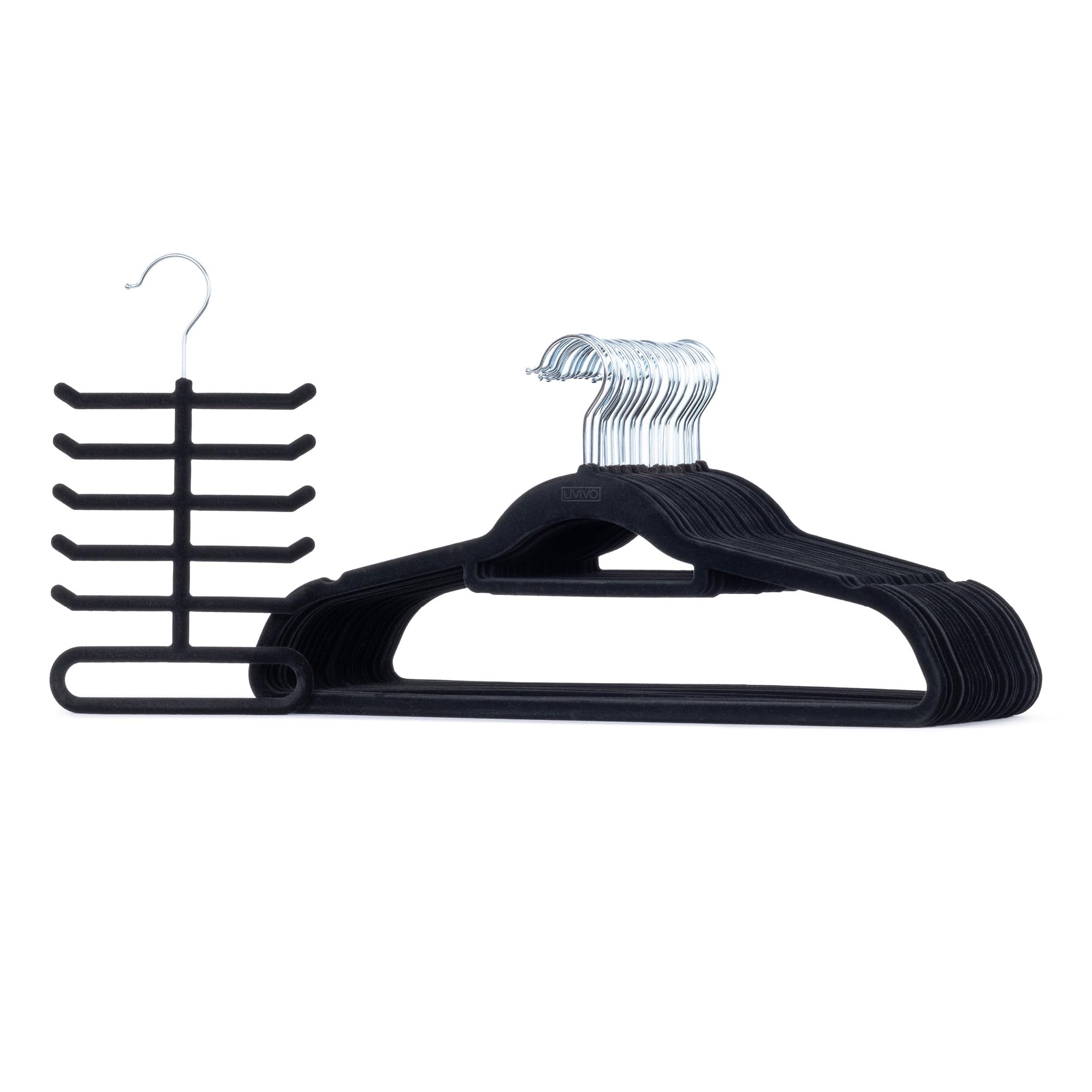 LIVIVO Velvet Hangers - Pack of 50 - Grey/Rose Gold