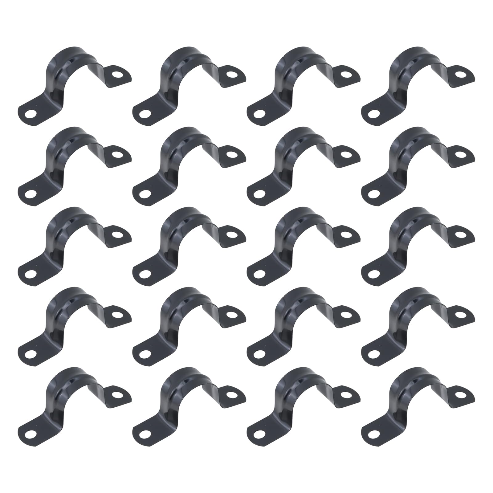 1 Inch Conduit Clamps 20Pcs, 304 Stainless Steel, Two Hole Strap U Bracket Rigid Pipe Strap, U Tube Clamp for EMT Conduits, Black Coated