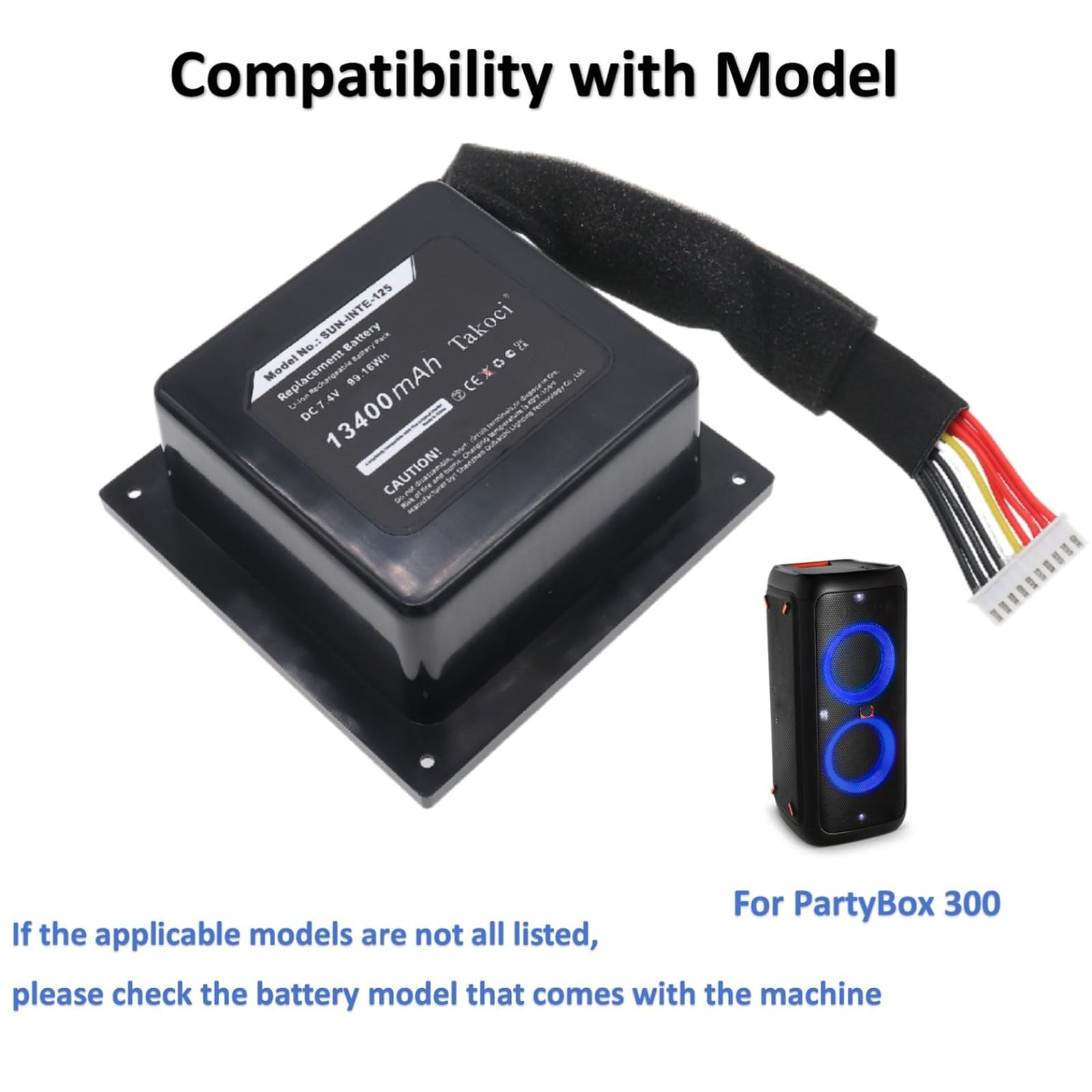 Youejoeq 13400mAh Replacement Battery for J-B-L PartyBox 300 Wireless Bluetooth Speaker, fits Part no SUN-INTE-125 Battery