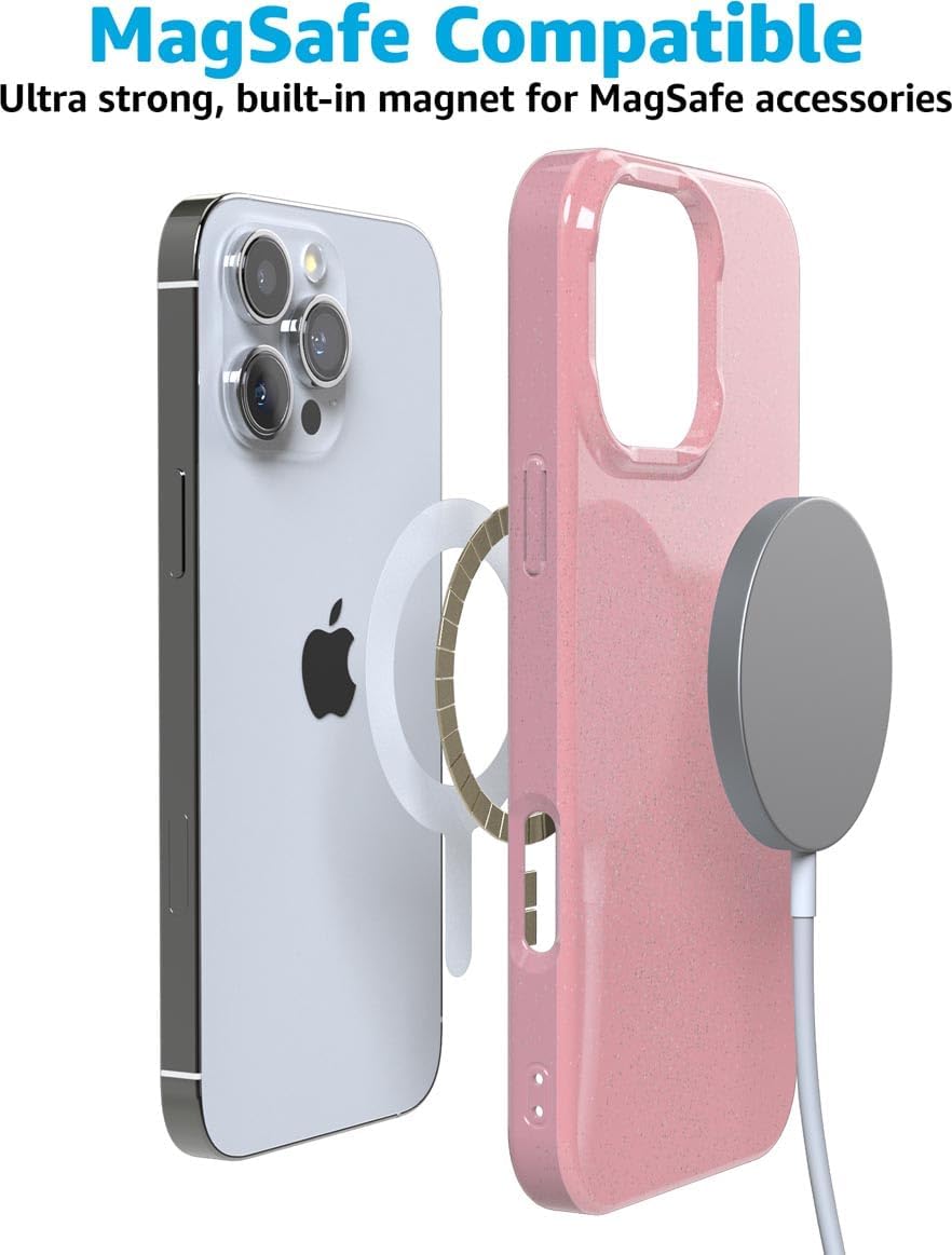 Casely iPhone 16 Pro Case | Glitter Sunkissed | Pink Pastel Shimmer | Compatible with MagSafe | Classic Ultra-Slim Case Design