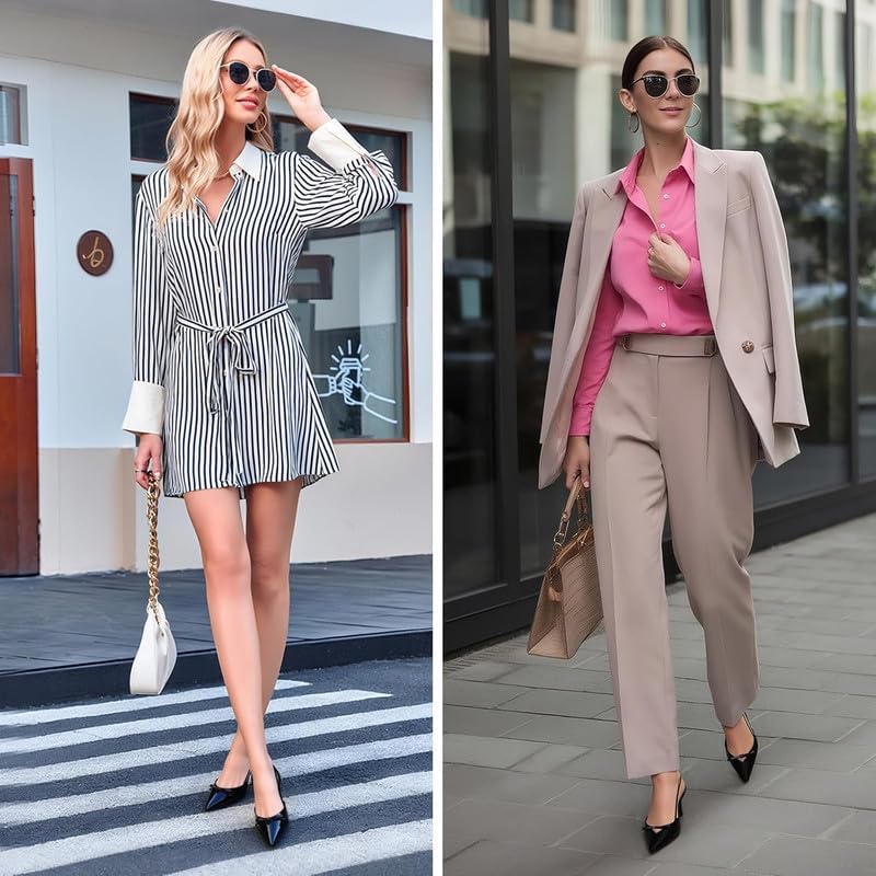 MAVMAX Slingback Heels for Women Kitten Heels with Bow Pointed Close Toe Pumps Dress Party Heeled Sexy Wedding Shoes - Image 4