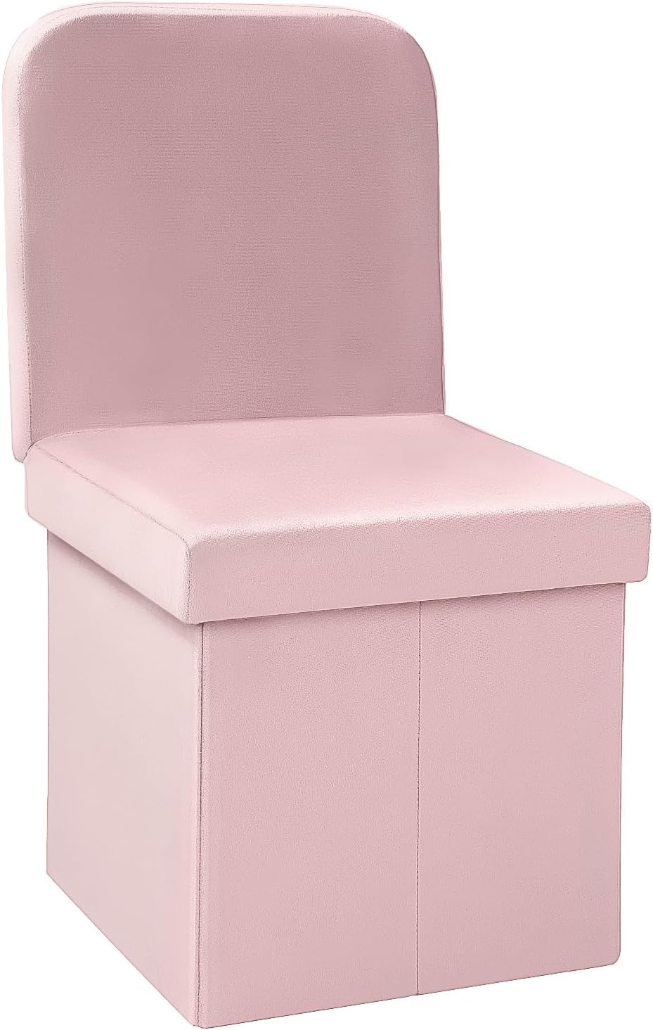B FSOBEIIALEO Velvet Storage Ottoman with Seat Back, Folding Storage Chair for Living Room, Space-Saving Room Organizer Cubes, Toy Chest Storage Cubes Box (Pink, Medium)