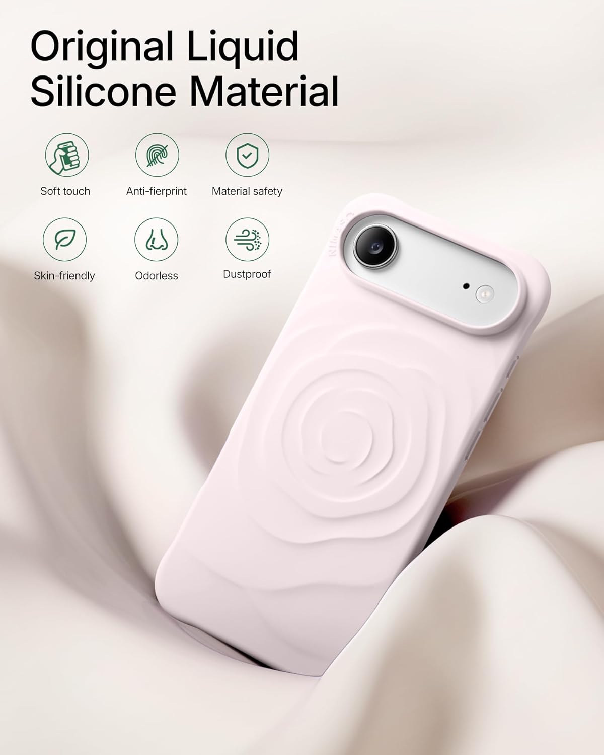 NIMASO for iPhone Air Case, Compatible with MagSafe, Silicone 3D Rose Design for iPhone Air, Cute Phone Case for Women Girl, Shockproof, Fingerprint Prevention, Flower Pattern, Simple Style, Pink
