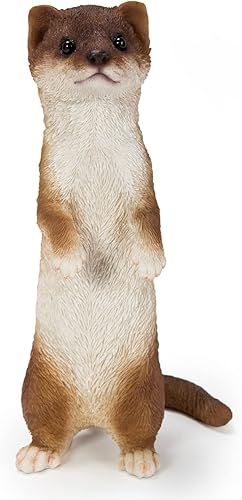 Hi-Line Gift Ltd. Estatua de comadreja menor de pie, marrón y blanco