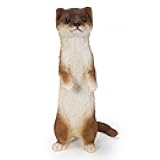 Hi-Line Gift Ltd. Standing Least Weasel Statue, Brown and White