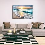 Wieco Art Sea Waves Large Canvas Prints Wall Art Ocean Beach Pictures Paintings Ready to Hang for Living Room Bedroom Home Decorations Modern Stretched and Framed Seascape Giclee Artwork