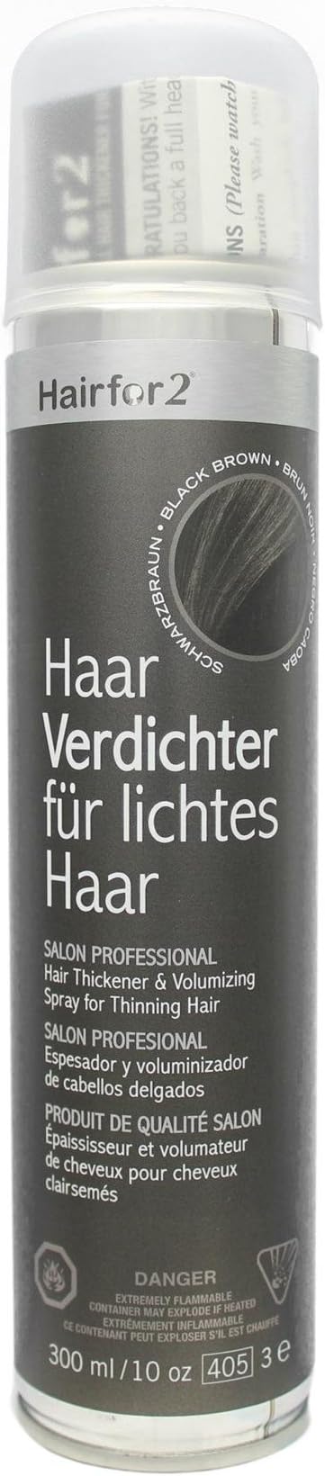 Hairfor2 hair thickening spray against thin hair (300ml, Black-brown)