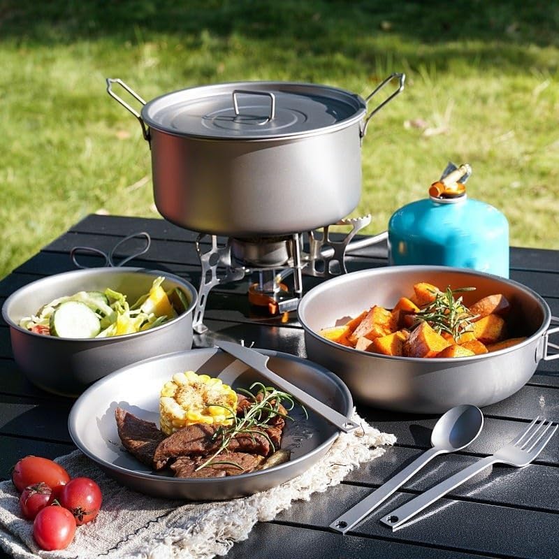 Pure Titanium Dinner Plate, Lightweight And Portable Tableware Suitable For Outdoor Camping, Travel Or Home Use(Large)