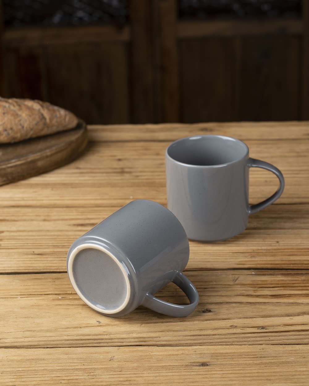 Richimount - Set di 6 tazze da caffè, serie Nebula, 355 ml, con manico, per caffè, tè e bevande calde, ideali per cucina, sala da pranzo e colazione, grigio scuro